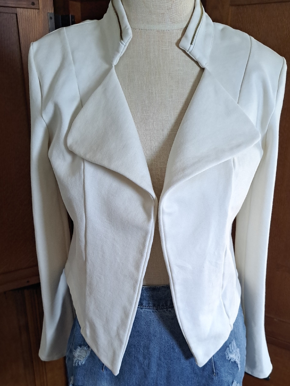Miley and Molly Cream Scuba Knit Open Front Jacket Size S
